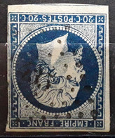 Empire No 14 A A Bleu Foncé Obl Pc 435 De BONNEVAUX Ou FRASNES, Doubs Indice 14 Ou 10, TB - 1853-1860 Napoleone III