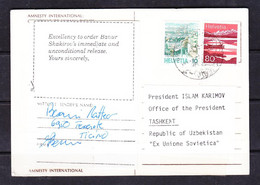 EX STAMPS 21-04-12 OPEN LETTER AMNESTY INTERNATIONAL FROM SWISS TO ISLAM KARIMOV,PRESIDENT OF UZBEKISTAN, 03.03.1993. - Lettres & Documents