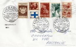 Lettre Avec Timbres De France, Postée Des Etats-Unis,arrivée Australie,avec Oblitération Illustrée COCKATOO (Cacatoès) ! - Lettres & Documents