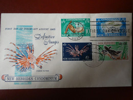 NOUVELLES-HEBRIDES ENVELOPPE 1er JOUR DES N°219/222 SERIE COURANTE OBLITERATION VILA 16 AU 1965 - - FDC