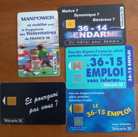 Lot Telecarte Emploi : Gendarme, Armée, Manpower - Polizia