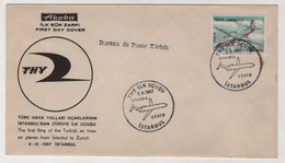 TURKISH AIRLINES  ISTANBUL TO ZURICH ,1967 ,FDC,COVER - Briefe U. Dokumente