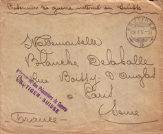 LETTRE DE FRUTIGEN POUR PARIS , GRIFFE " INTERNEMENT PRISONNIERS DE GUERRE FRUTIGEN SUISSE " 1916 - Covers & Documents