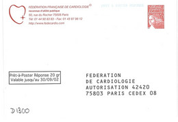 D1300 - Entier / Stationery / PSE - PAP Réponse Luquet - Fédération De Cardiologie  ( Sans Agrément ) - Prêts-à-poster: Réponse /Luquet