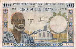 West African States 5.000 Francs, P-104Ad (2.3.1965) - Fine - IVORY COAST Issue - États D'Afrique De L'Ouest