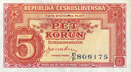 Czechoslovakia 5 Korun, P-59s (1945) - UNC - Specimen - Tschechoslowakei