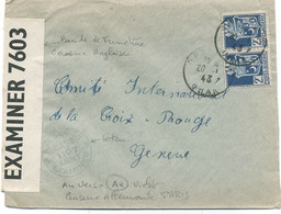 ALGERIE -N°179 Paire /LETTRE D'ORAN POUR LA SUISSE -Bande De Fermeture Censure Anglaise + Cachet De Lecteur - Lettres & Documents