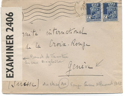 ALGERIE -N°179 Paire /LETTRE D'ORAN POUR LA SUISSE -Bande De Fermeture Censure Anglaise - Lettres & Documents