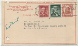 U .S .A : ENTIER  -CARTE POSTALE :3 C Mc KINLEY+Complément D'Affranchissement 1 C + 6c ,Tarif Imprimé Par Avion(France) - 1941-60