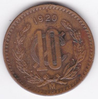 Mexique 10 Centavos 1920 Mo , En Bronze , KM# 430 - Mexico