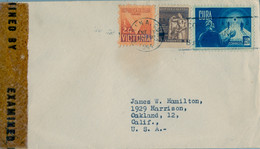 1944 CUBA , SOBRE CIRCULADO , LA HABANA - OAKLAND , RETIRO DE COMUNICACIONES , PRO HOSPITAL INFANTIL , CENSURA - Covers & Documents