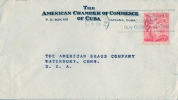 1948 CUBA , SOBRE CIRCULADO , LA HABANA - WATERBURY , THE AMERICAN CHAMBER OF COMMERCE OF CUBA - Storia Postale