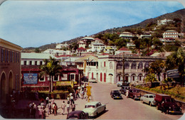 ISLAS VÍRGENES , T.P. NO CIRCULADA , ST. THOMAS , A VIEW OF MAIN STREET IN FRONT OF THE POST OFFICE. - Isole Vergini Americane