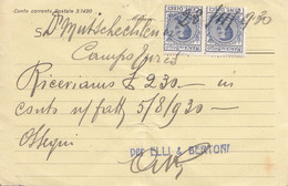 ITALIEN ROHRPOST 1930 - 2 X 10 C Auf Firmenpostkarte ELLI & BERTONI, Karte Gefaltet - Express Mail