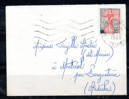 FRANCE. N°1216 De 1959 Sur Enveloppe Ayant Circulé. Marianne à La Nef. - 1959-1960 Marianne (am Bug)