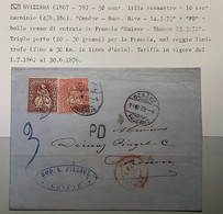 GENEVE 1873 GRENZRAYON Brief>Thonon Hte Savoie France, ZNr 43b, 38c 1867-78 Sitzende Helvetia (Schweiz Suisse Lettre RL - Briefe U. Dokumente