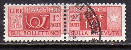 ITALIA REPUBBLICA ITALY REPUBLIC 1955 1979 PACCHI POSTALI PARCEL POST STELLE STARS 1960 LIRE 140 USATO USED OBLITERE' - Postal Parcels