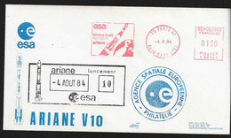 FDC Ariane (57)  V10 1984 Paris - South America