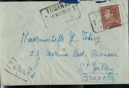 Enveloppe (LAC) Avec N° 531 Seul Sur Lettre  Obl. Télégraphe TOURNAI 08/12/1941 Pour St-Gilles Par Exprès - 1936-1951 Poortman
