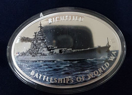 Tokelau 1$ 2013 "Battleships Of World War II" - Richelieu. Proof. 2oz. Oval 70x45 Mm. Very Scarce. Mintage = 3000. - Sonstige – Ozeanien