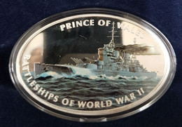 Tokelau 1$ 2013 "Battleships Of World War II" - Prince Of Wales. Proof. 2oz. Oval 70x45 Mm. Very Scarce. Mintage = 3000. - Altri – Oceania