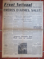 Journal Front National N°4 (25 Août 1944) Blindés De Leclerc à Paris - Armée Du Reich Disloquée - Andere