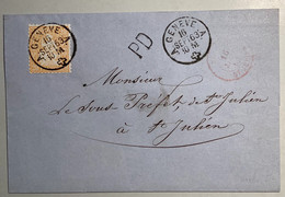 GENEVE 1863 LUXUS GRENZRAYON Brief>St Julien Hte Savoie France, ZNr 32 1862 Sitzende Helvetia (Schweiz Suisse Lettre RL - Storia Postale