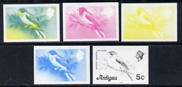 Antigua 1976 Solitaire Bird 5c (with Imprint) Set Of 5 Imperf Progressive Colour Proofs (as SG 474B) U/m - Other & Unclassified