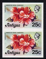 Antigua 1976 Hibiscus 25c (without Imprint) U/m Imperforate Pair (as SG 479A) - Otros & Sin Clasificación