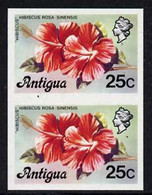 Antigua 1976 Hibiscus 25c (without Imprint) U/m Imperforate Pair (as SG 479A) - Sonstige & Ohne Zuordnung