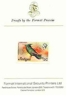 Antigua 1976 Crested Hummingbird 1/2c (without Imprint) Imperf Proof On Format International Proof Card - Andere & Zonder Classificatie