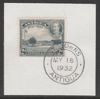 Antigua 1932 KG5 Tercentenary 2d Grey SG 84 On Piece With Full Strike Madame Joseph Forged Postmark Type 14 - Autres & Non Classés