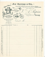 Facture , Veuve A. PAPIN, AU RAYON D'OR ,TOURS ,cycles ,machines à Coudre,  Vierge ,année 40 ,frais Fr 1.85 E - 1900 – 1949