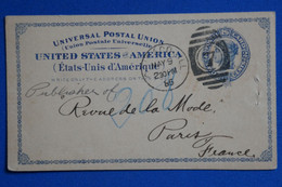 R23 ETATS UNIS USA BELLE CARTE 1885 CHICAGO POUR PARIS FRANCE + AFFRANCH INTERESSANT - Lettres & Documents