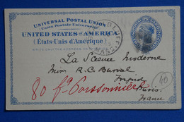 R23 ETATS UNIS USA BELLE CARTE 1895 CHICAGO POUR PARIS FRANCE + AFFRANCH INTERESSANT - Brieven En Documenten