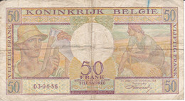 BILLETE DE BELGICA DE 50 FRANCS DEL 03-04-1956  (BANKNOTE) - Other & Unclassified