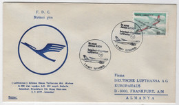 LUFTHANSA  AIRLINES ,FRANKFURT TO ISTANBUL ,A-300 ,1977 ,FDC,COVER - Brieven En Documenten