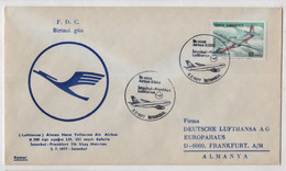 LUFTHANSA AIRLINES , ISTANBUL  TO FRANKFURT ,A-300  ,1977 ,FDC,COVER - Covers & Documents