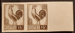 France 1944 Coq Et Marianne D'Alger N°647 Paire BdF ** TB Cote Maury 140€ - 1944 Hahn Und Marianne D'Alger