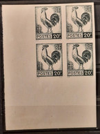 France 1944 Coq Et Marianne D'Alger N°648 Bloc De 4 CdF ** TB Cote Maury 320€ - 1944 Hahn Und Marianne D'Alger