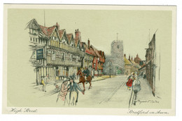 Ref 1484 - Stratford On Avon Postcard By Margorie C. Bates - High Street - Warwickshire - Stratford Upon Avon