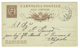 Ref 1484 - 1882 Italy Postal Stationery Card - Roma Ferrovia To Napoli - Stamped Stationery