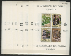 Bloc Feuillet N° 1 (x10) 10 BLOCS FEUILLETS NEUFS ** (MNH). Andorra 50 Aniversari Del Correu Espanyol. TB - Neufs