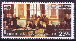 India 2019 MNH, Indians In World War 1, Treaty Of Versailles - WW1