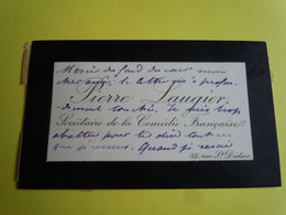 Carte De Visite Autographe Pierre LAUGIER (1864-1907) Acteur COMEDIE FRANCAISE - Handtekening