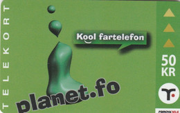 Faroe Islands, OR-003, 50 Kr ,  Planet.fo, Kool Fartelefon, 2 Scans. - Isole Faroe