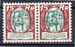 LIECHTENSTEIN - 1924-27 - Paire Du N° 68 - 15 R. Brun-rouge - (Vigneron) - Ongebruikt