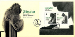 Europa 2021 - Gibraltar - Barbary Macaques FDC Feuillet (fortes Valeurs 5,12 GBP) - 2021