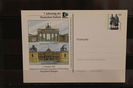 Deutschland, Ganzsache: 7. Jahrestag Der Deutschen Einheit; Wertstempel 100 Pf. Sehenswürdigkeiten - Cartes Postales Privées - Neuves