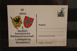 Deutschland 1990, Ganzsache: Städtepartnerschaft Ludwigsburg - Montbeliard, Wertstempel 60 Pf., Sehenswürdigkeiten - Private Postcards - Mint